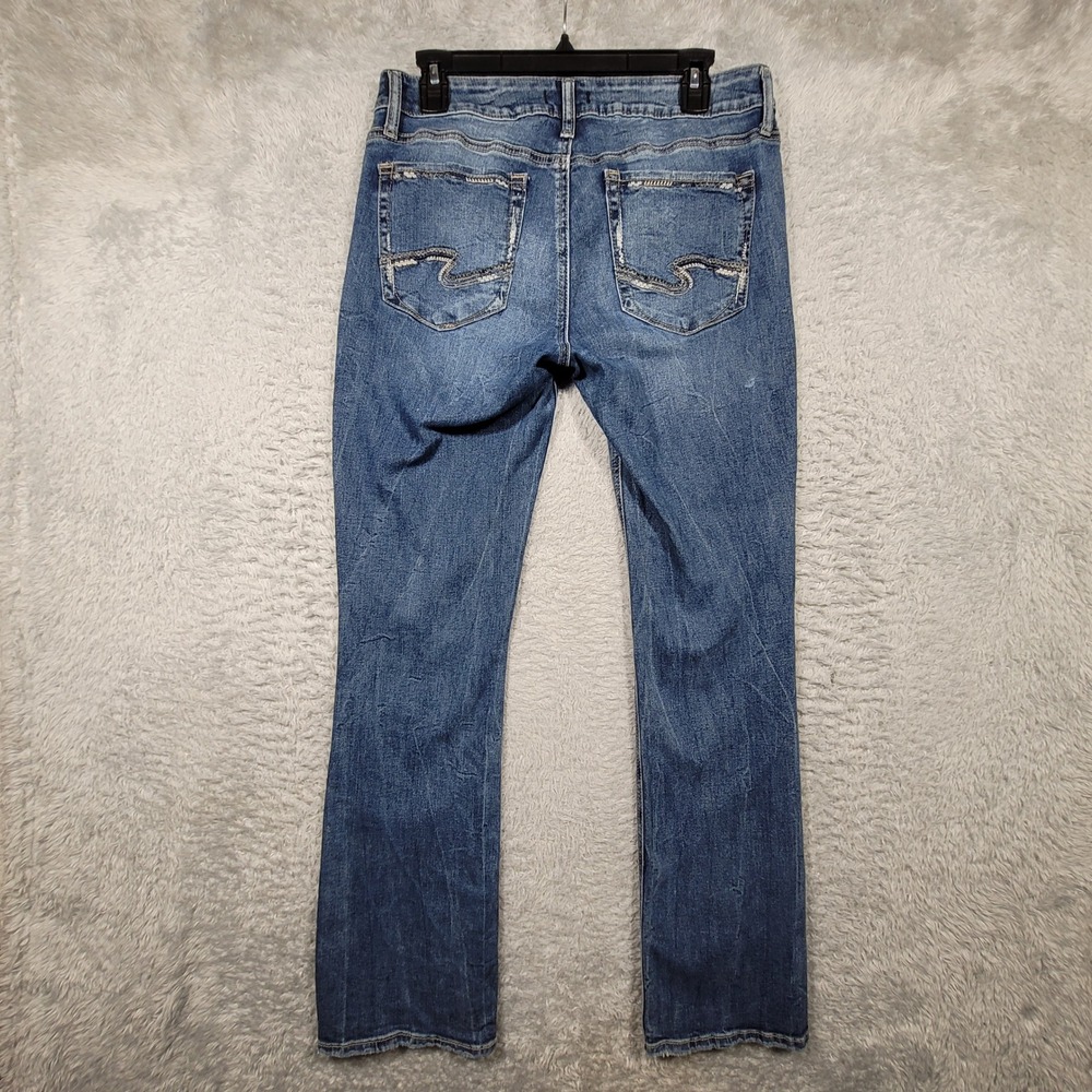 Silver Jeans Co Elyse Slim Boot Womens W30 L31 Blue Distressed Denim - Picture 7 of 13